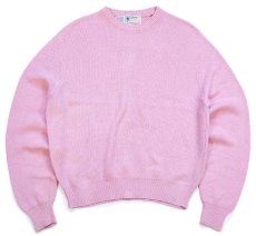 画像1: 80s USA製 L.L.Bean 無地 コットンニット セーター ピンク W-XL (1)