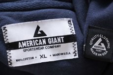 画像4: USA製 AMERICAN GIANT 無地 ダブルエルボー コットン スウェットパーカー 紺 XL★フーディー ブランク (4)