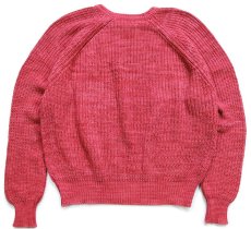 画像2: 80s USA製 L.L.Bean 無地 ローゲージ コットンニット セーター 薄赤 M (2)