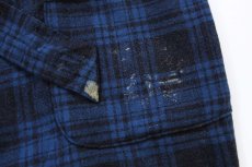 画像8: 50s PENDLETONペンドルトン チェック ペンキ飛び ショールカラー ウールガウン 青×黒 L (8)