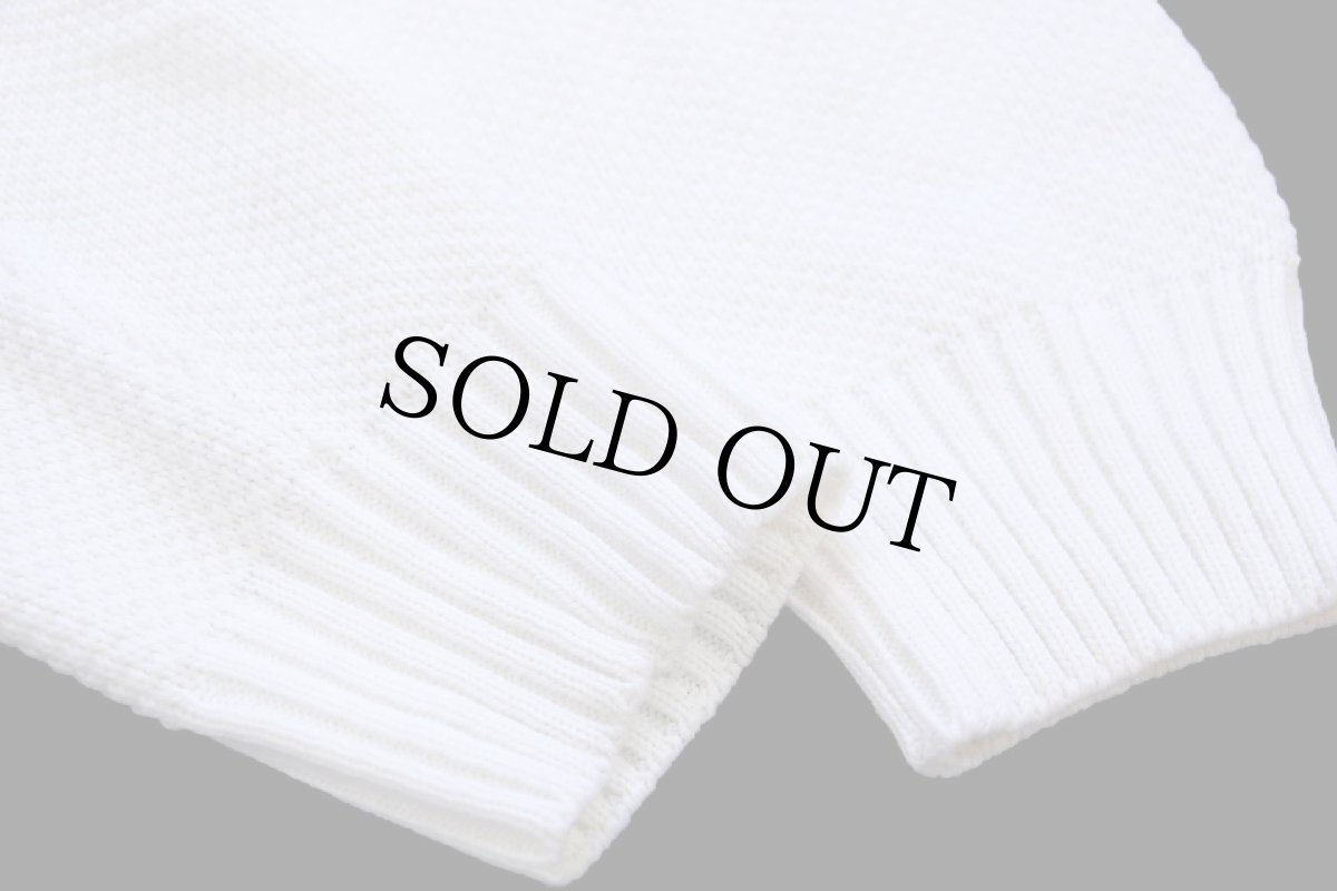 画像5: 70s フランス製 CHEMISE LACOSTE ラコステ ライン パチポケ アクリルニット カーディガン 白 5 (5)