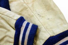 画像9: 80s USA製 TROPHY JACKETS レタードパッチ付き メルトン ウール 袖革スタジャン 青×アイボリー M★ジャケット (9)
