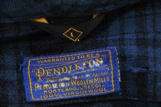 画像5: 50s PENDLETONペンドルトン チェック ペンキ飛び ショールカラー ウールガウン 青×黒 L (5)