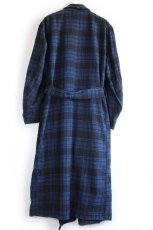 画像3: 50s PENDLETONペンドルトン チェック ペンキ飛び ショールカラー ウールガウン 青×黒 L (3)