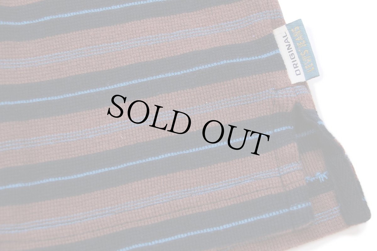 画像5: 90s USA製 Levi'sリーバイス ランダムボーダー ハーフジップ コットン カットソー L (5)