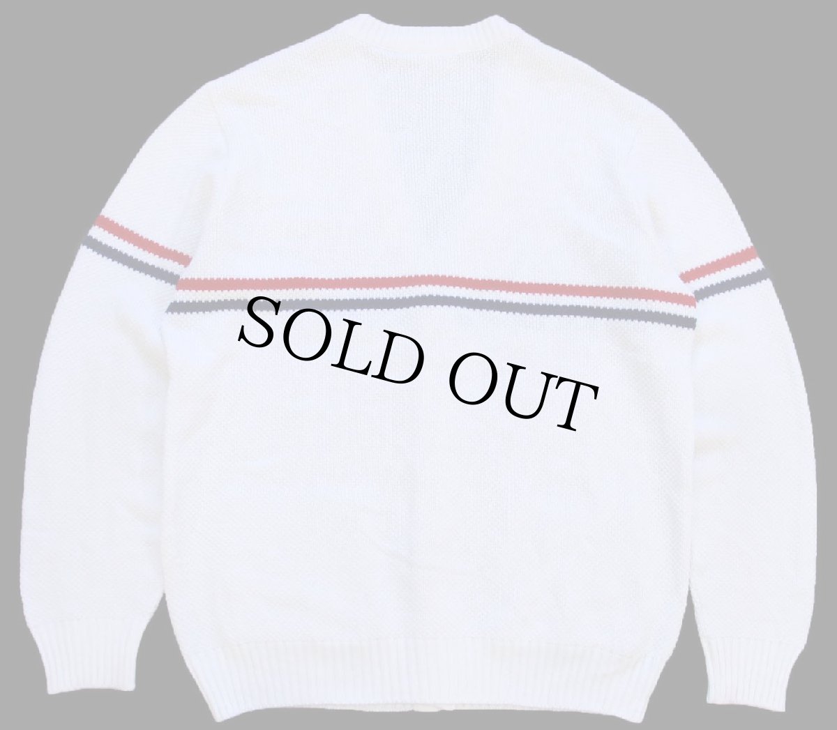 画像2: 70s フランス製 CHEMISE LACOSTE ラコステ ライン パチポケ アクリルニット カーディガン 白 5 (2)