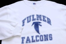 画像3: 90s USA製 RUSSELLラッセル FULMER FALCONS 前V スウェット 白 L (3)