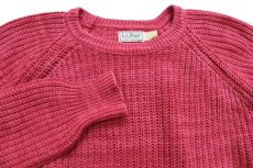 画像3: 80s USA製 L.L.Bean 無地 ローゲージ コットンニット セーター 薄赤 M (3)