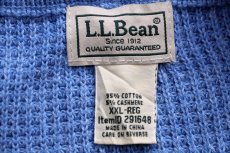 画像5: L.L.Bean 無地 ハイネック ハーフジップ ワッフル コットン×カシミヤニット セーター 杢ブルー XXL-R★特大 (5)