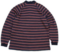 画像2: 90s USA製 Levi'sリーバイス ランダムボーダー ハーフジップ コットン カットソー L (2)