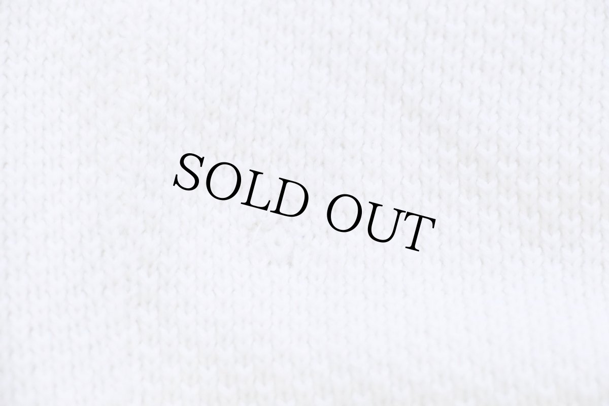 画像6: 70s フランス製 CHEMISE LACOSTE ラコステ ライン パチポケ アクリルニット カーディガン 白 5 (6)