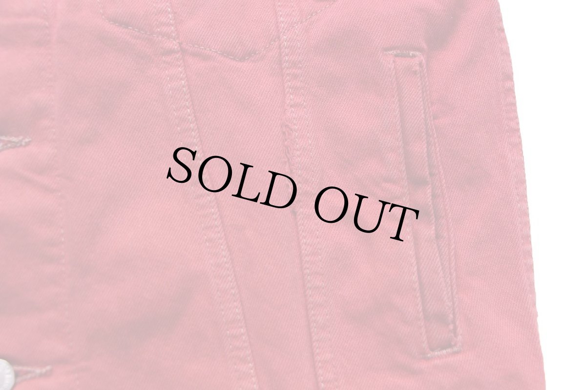 画像10: 00s USA製 Levi'sリーバイス 70507 後染め カラーデニムジャケット 4ポケット 赤 フェード S (10)