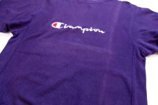 画像6: 90s USA製 Championチャンピオン スクリプト ビッグロゴ刺繍 リバースウィーブ スウェット 紫 フェード L (6)
