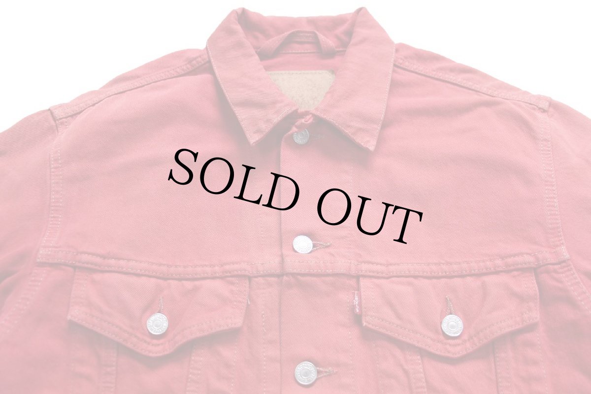 画像3: 00s USA製 Levi'sリーバイス 70507 後染め カラーデニムジャケット 4ポケット 赤 フェード S (3)