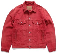 画像1: 00s USA製 Levi'sリーバイス 70507 後染め カラーデニムジャケット 4ポケット 赤 フェード S (1)