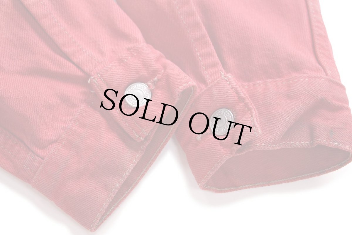 画像6: 00s USA製 Levi'sリーバイス 70507 後染め カラーデニムジャケット 4ポケット 赤 フェード S (6)