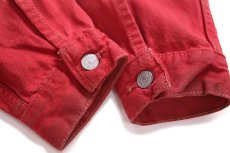 画像6: 00s USA製 Levi'sリーバイス 70507 後染め カラーデニムジャケット 4ポケット 赤 フェード S (6)
