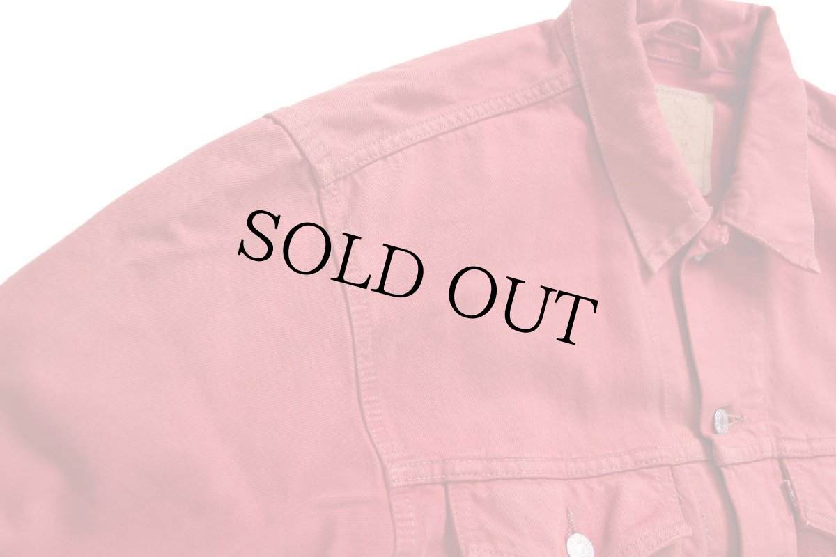 画像7: 00s USA製 Levi'sリーバイス 70507 後染め カラーデニムジャケット 4ポケット 赤 フェード S (7)