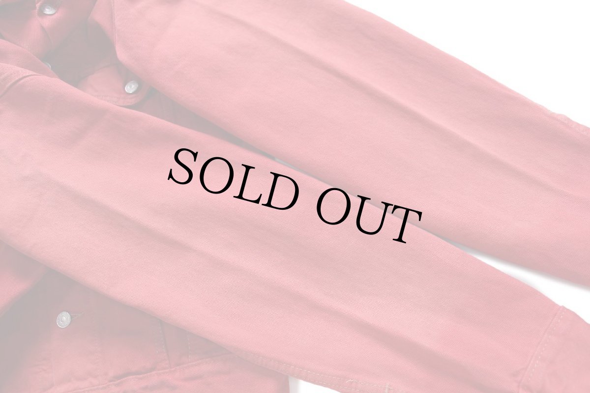 画像8: 00s USA製 Levi'sリーバイス 70507 後染め カラーデニムジャケット 4ポケット 赤 フェード S (8)