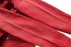 画像8: 00s USA製 Levi'sリーバイス 70507 後染め カラーデニムジャケット 4ポケット 赤 フェード S (8)