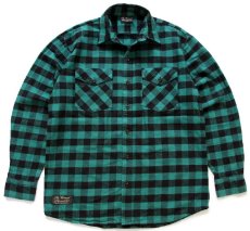 画像1: USA製 The Vermont Flannel Co. バッファローチェック コットン フランネルシャツ 緑×黒 L (1)