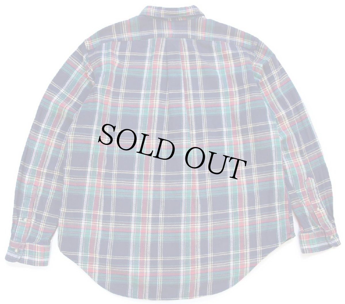 画像2: 00s ラルフローレン CLASSIC FIT マドラスチェック ボタンダウン コットン フランネルシャツ XL★インド綿 (2)