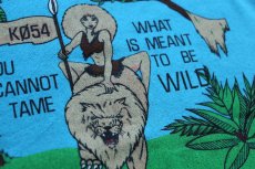 画像4: 80s USA製 YOU CANNOT TAME WHAT IS MEANT TO BE WILD メッセージ イラスト 両面プリント スウェット 水色 L (4)