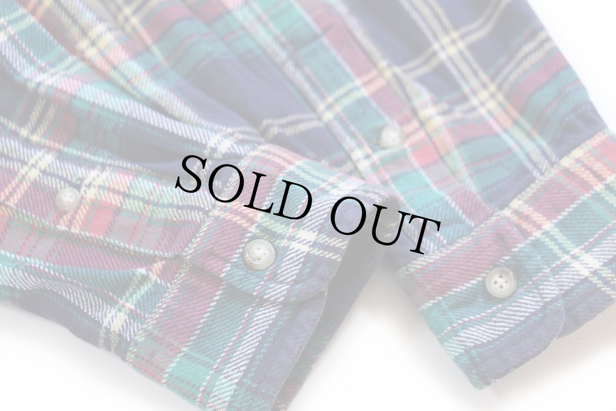 画像6: 00s ラルフローレン CLASSIC FIT マドラスチェック ボタンダウン コットン フランネルシャツ XL★インド綿 (6)