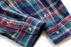 画像6: 00s ラルフローレン CLASSIC FIT マドラスチェック ボタンダウン コットン フランネルシャツ XL★インド綿 (6)