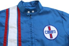 画像3: 80s camaro カマロ パッチ付き スタンドカラー ナイロン レーシングジャケット 青 (3)