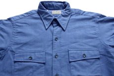 画像3: 80s L.L.Bean 無地 コットン シャモアクロスシャツ ブルーグレー 16.5 (3)