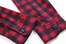 画像5: 00s ポロ ラルフローレン チンスト&マチ付き バッファローチェック プルオーバー コットンシャツ 赤×黒 L (5)