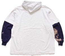 画像2: 90s USA製 UNIVERSITY OF COLORADO ツートン 切り替え ブリーチ コットン カットソー パーカー 生成り×紺 (2)