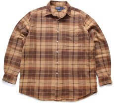 画像1: 00s ポロ ラルフローレン LOWELL SPORT チェック コットン ライトネルシャツ L (1)