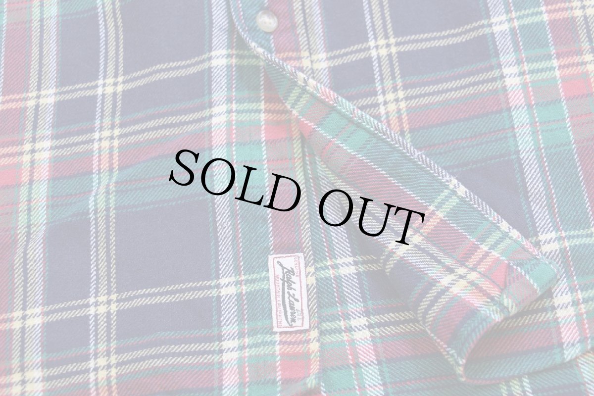 画像5: 00s ラルフローレン CLASSIC FIT マドラスチェック ボタンダウン コットン フランネルシャツ XL★インド綿 (5)