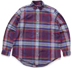 画像1: 90s ラルフローレン マドラスチェック ボタンダウン コットン フランネルシャツ L (1)