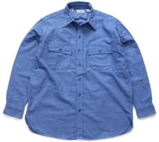 画像1: 80s L.L.Bean 無地 コットン シャモアクロスシャツ ブルーグレー 16.5 (1)