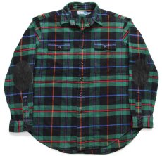 画像1: 00s ポロ ラルフローレン チェック エルボーパッチ付き コットン フランネルシャツ L (1)