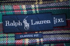 画像4: 00s ラルフローレン CLASSIC FIT マドラスチェック ボタンダウン コットン フランネルシャツ XL★インド綿 (4)