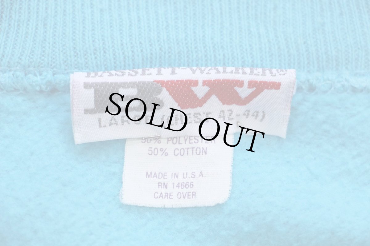 画像5: 80s USA製 YOU CANNOT TAME WHAT IS MEANT TO BE WILD メッセージ イラスト 両面プリント スウェット 水色 L (5)