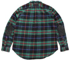 画像2: 00s ポロ ラルフローレン チェック エルボーパッチ付き コットン フランネルシャツ L (2)