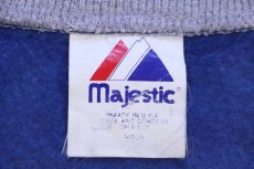 画像4: 90s USA製 Majestic MLB Los Angeles Dodgers パッチ付き ツートン 切り替え スウェット スタジャン 青×杢グレー XL★ジャケット (4)
