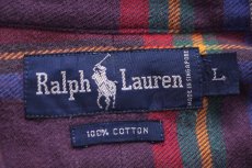画像4: 90s ラルフローレン マドラスチェック ボタンダウン コットン フランネルシャツ L (4)
