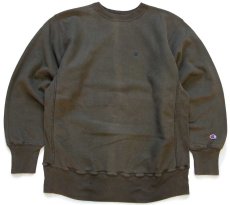 画像1: 90s Championチャンピオン ワンポイント リバースウィーブ スウェット オリーブ フェード (1)