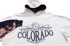 画像3: 90s USA製 UNIVERSITY OF COLORADO ツートン 切り替え ブリーチ コットン カットソー パーカー 生成り×紺 (3)