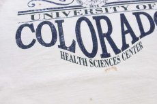 画像5: 90s USA製 UNIVERSITY OF COLORADO ツートン 切り替え ブリーチ コットン カットソー パーカー 生成り×紺 (5)
