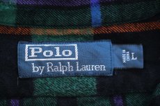 画像4: 00s ポロ ラルフローレン チェック エルボーパッチ付き コットン フランネルシャツ L (4)