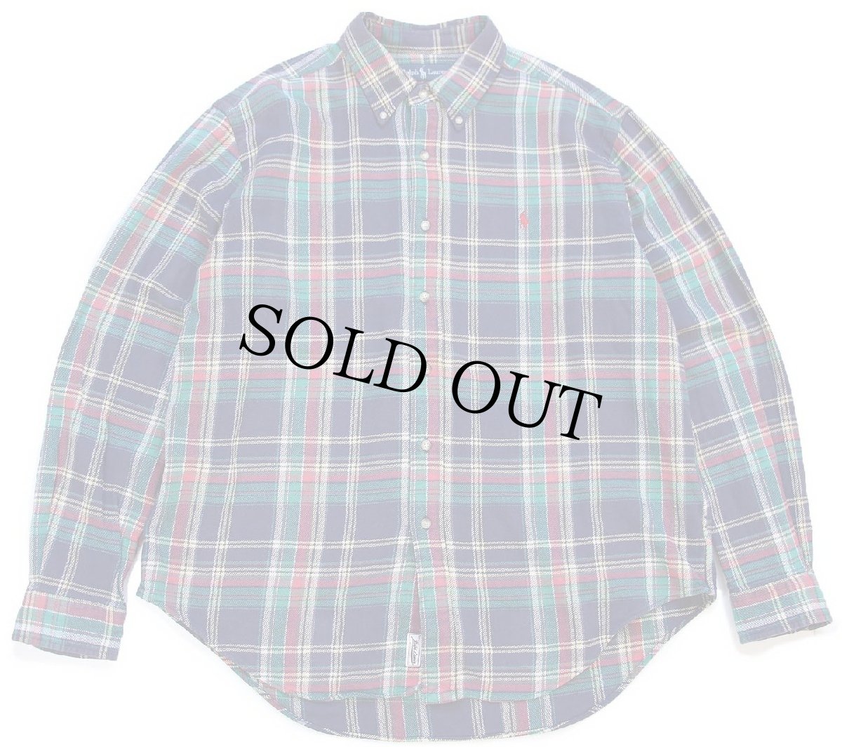 画像1: 00s ラルフローレン CLASSIC FIT マドラスチェック ボタンダウン コットン フランネルシャツ XL★インド綿 (1)