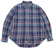 画像1: 00s ラルフローレン CLASSIC FIT マドラスチェック ボタンダウン コットン フランネルシャツ XL★インド綿 (1)