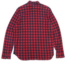 画像2: 00s ポロ ラルフローレン チンスト&マチ付き バッファローチェック プルオーバー コットンシャツ 赤×黒 L (2)